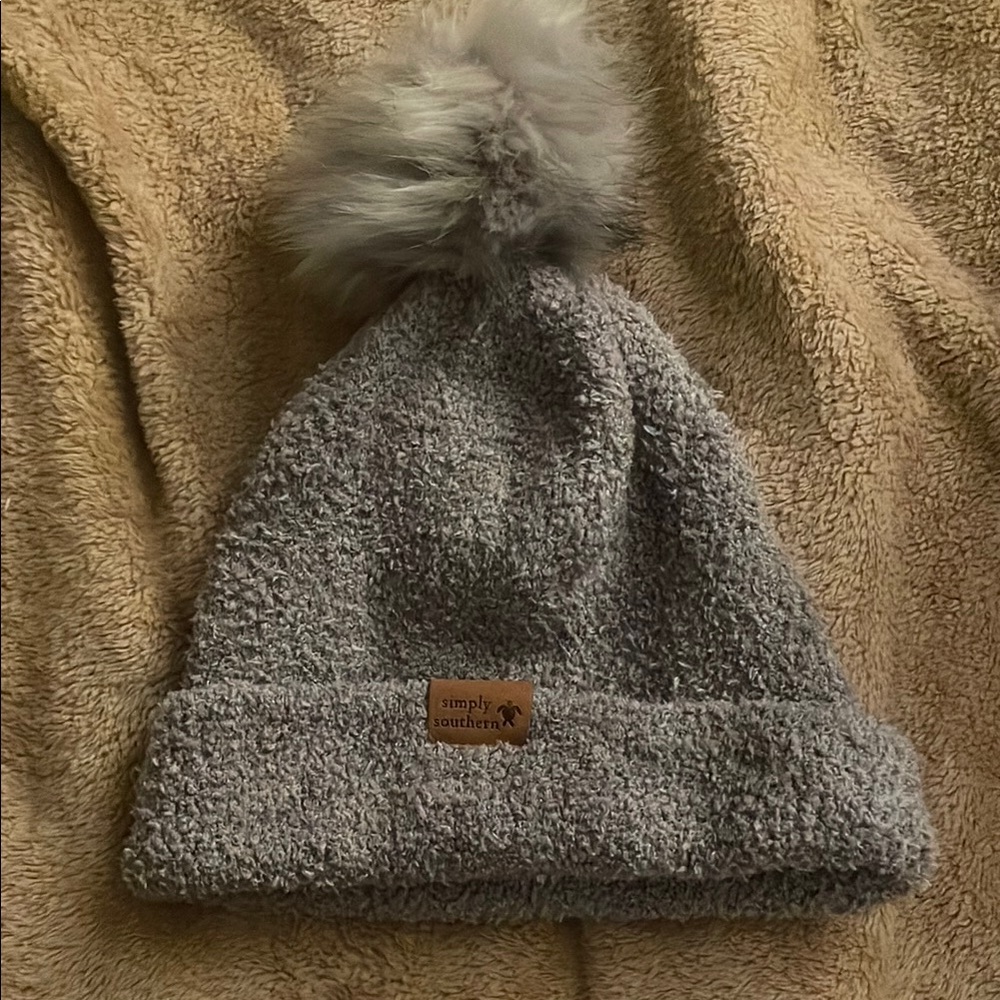 Simply Southern Gray Knit Beanie with Pom